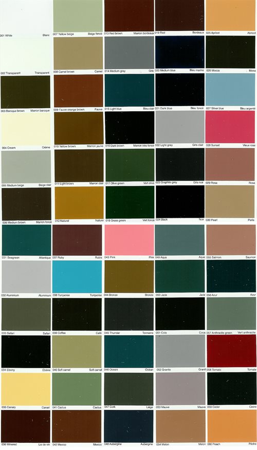 ROC Læderdækfarve Farevkort / ROC Leather paint Farvekort